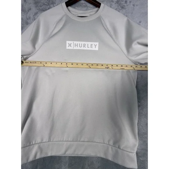 Hurley Sweatshirt Mens Large Cream Beige Crewneck Fleece Retro Surfer Pullover - Picture 5 of 10